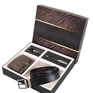ZEVORA Leather Belt Gift Hamper for Men I Wallet, Keychain & Pen Combo Gift Set (Fits Waist Size 30-40inch) (Pack of 4)