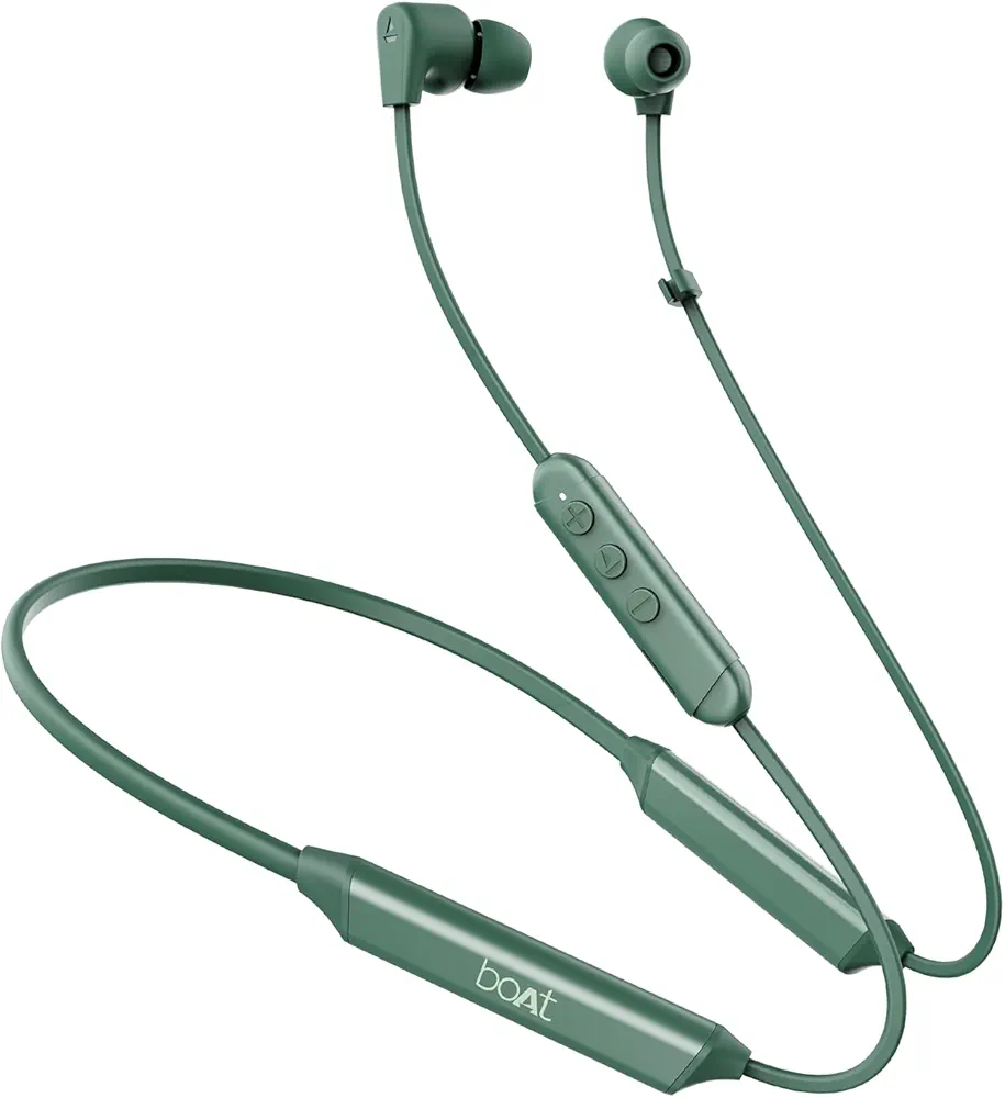 boAt 2025 Launch Rockerz Trinity Grande, 150H Battery, Hi Res Audio by LDAC, Dual Pair, ENx Tech, Stream Ad Free Music via App Support, Bluetooth Neckband, Wireless with Mic Earphones (Green)
