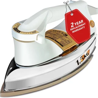 Rico 1000W 1.5KG Heavy Weight Dry Iron With 2 Years Replacement Warranty | Japanese Quick Heat Technology with Advance Sole Plate Iron Press | Shock Proof Iron Box for Clothes