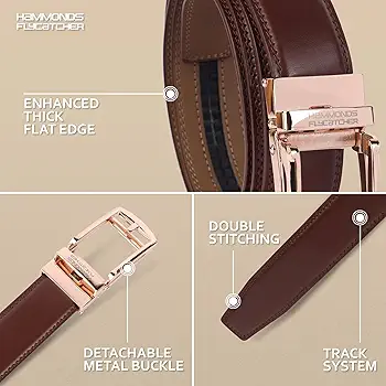 Mens Belt Leather Branded with Slide Lock for Everyday Wear - Image 2