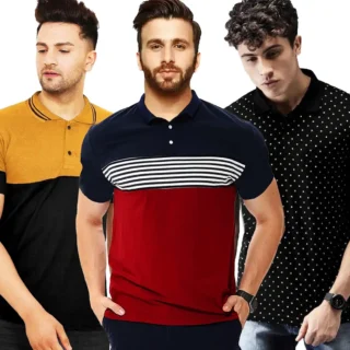 LEOTUDE Men's Matty Regular Fit Half Sleeve Polo T-Shirt Combo (Pack of 3)
