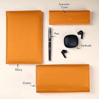 MakeYourGift Personalized Clutch Diary Earbuds Eyewear Case & Pen Gift Hamper For Her