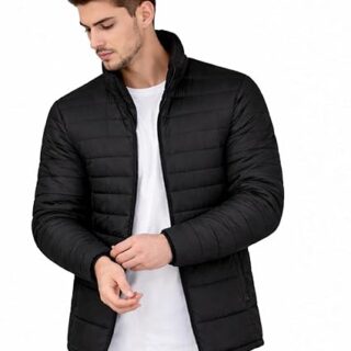 Ben Martin Men’s Black Quilted Winter Jackets || Lightweight Puffer Jacket for Men || Full Sleeve Stand Collar Jacket:s