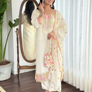 Embroidered Kurta, Trouser/Pant & Dupatta Set