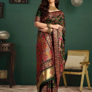 Satrani Woven Banarasi Pure Silk Saree (Multicolor)