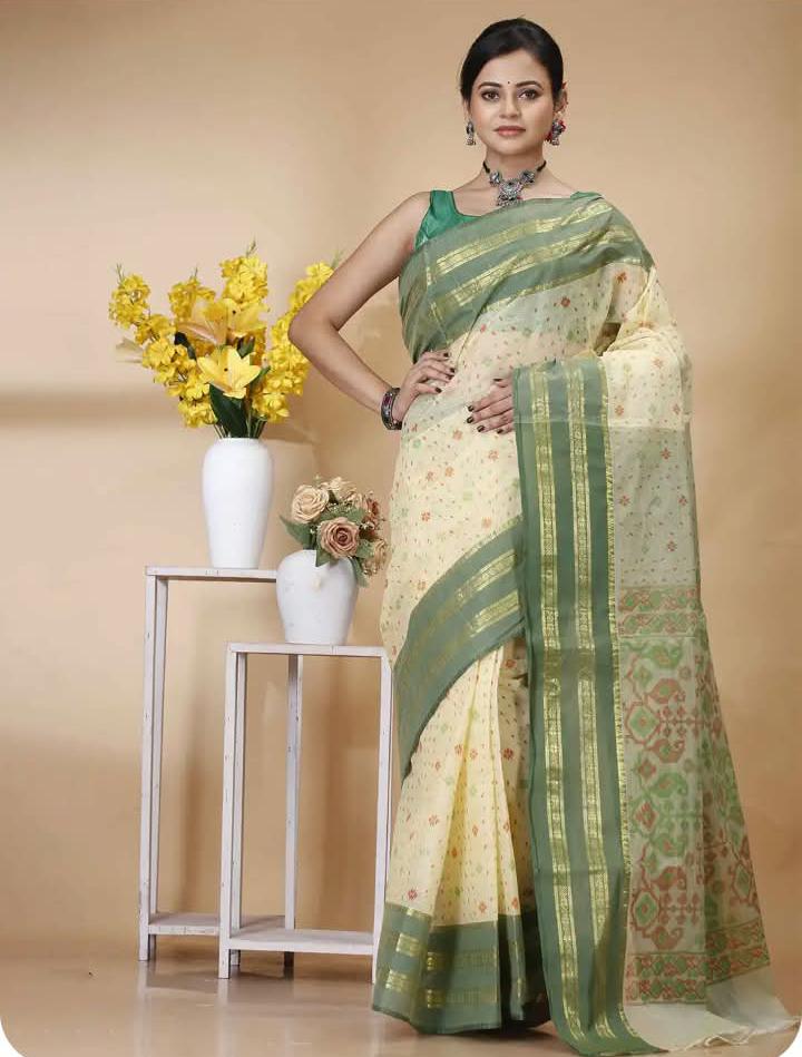 Srilok Floral Zari Pure Cotton Taant Saree